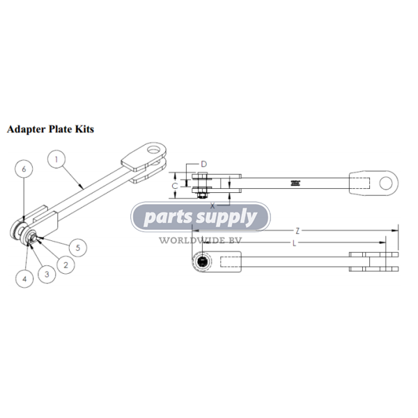 12K Adapter Plate Kit ( 9-1/2"" CC, w/ 1'' & 1'' Pins ) for LSI reference LC612-05